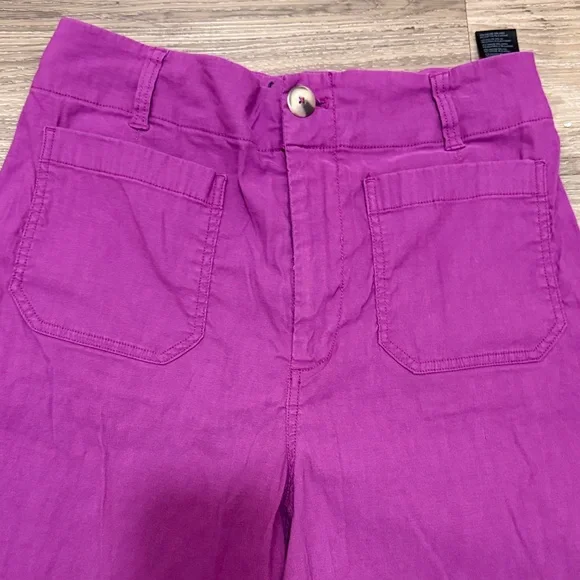 Anthropologie Maeve The Colette Pant Linen Wide Leg Trouser Purple Ankle Sz: 31 - Picture 7 of 10